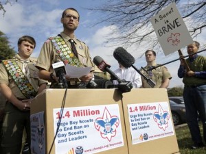 Eagle Scouts deliver petitions to BSA Headquarters. (Courtesy AP)