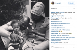 An image (with comments) posted on Odell Beckham, Jr.’s Instagram page. The photo features Beckham with his father and baby brother.